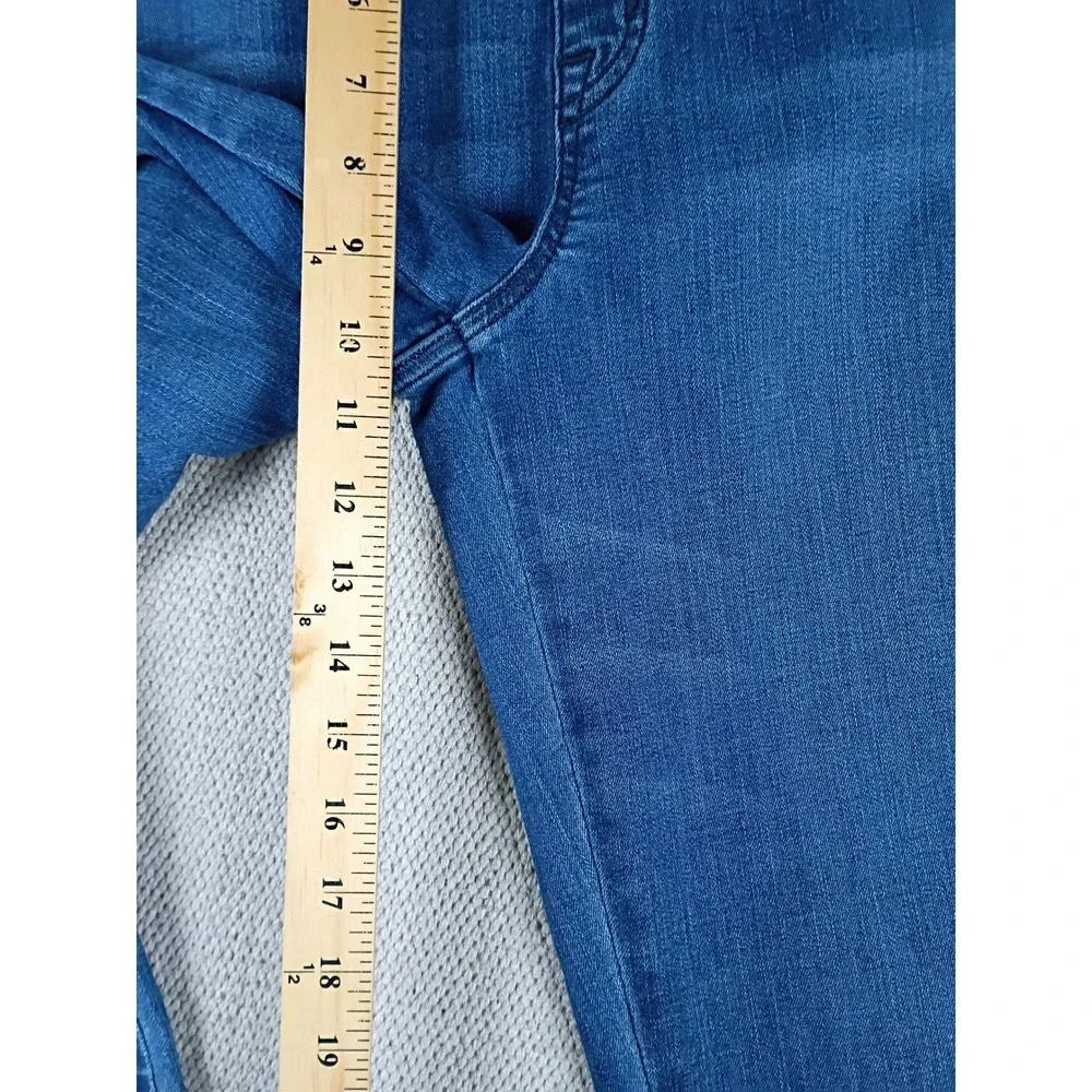 Spanx Flare Jeans Womens Large 32X28 Blue Wash Vintage Indigo Pull On Stretch - Picture 9 of 12